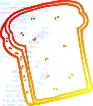 warm gradient line drawing cartoon slice of bread vector
