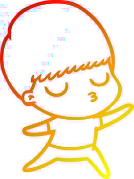 warm gradient line drawing cartoon calm boy vector