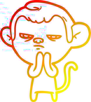 warm gradient line drawing cartoon monkey vector