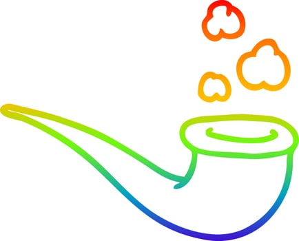 rainbow gradient line drawing cartoon smoking pipe vector