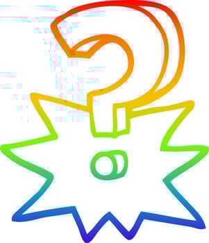 rainbow gradient line drawing cartoon question mark vector