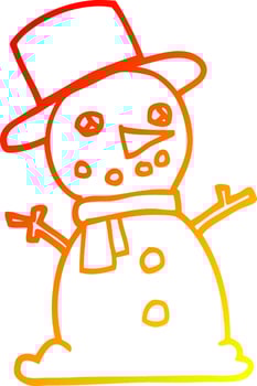 warm gradient line drawing cartoon traditional snowman vector