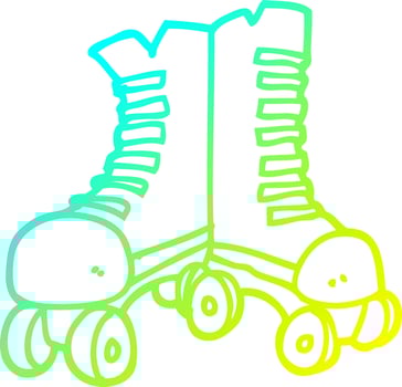 cold gradient line drawing cartoon roller boots vector