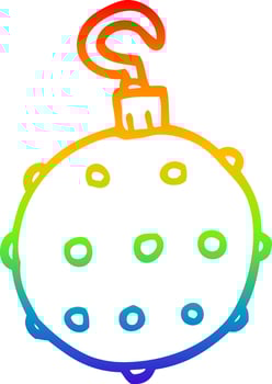 rainbow gradient line drawing cartoon golden xmas bauble vector