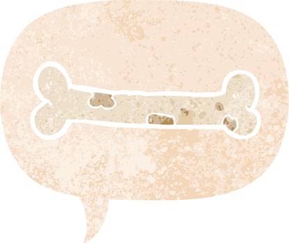 cartoon bone and speech bubble in retro textured style vector