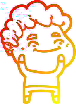 warm gradient line drawing cartoon friendly man vector