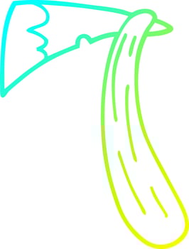 cold gradient line drawing cartoon bloody axe vector