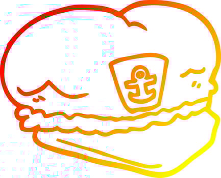 warm gradient line drawing cartoon sailor hat vector