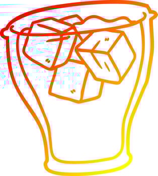 warm gradient line drawing glass of cola with ice vector