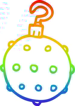 rainbow gradient line drawing cartoon red bauble vector