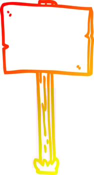 warm gradient line drawing cartoon sign post vector