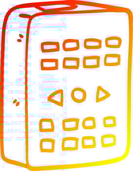 warm gradient line drawing cartoon old remote control vector