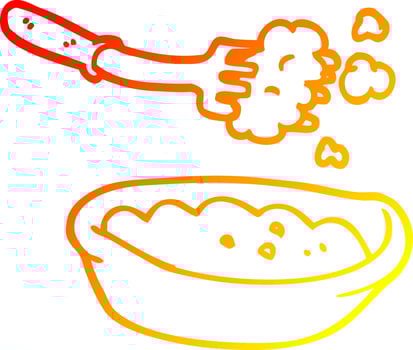 warm gradient line drawing cartoon bowl of food vector