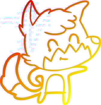 warm gradient line drawing cartoon friendly fox vector