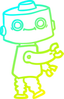 cold gradient line drawing cartoon robot vector