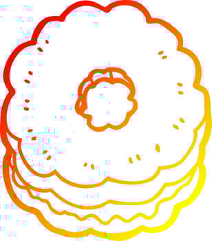warm gradient line drawing cartoon biscuit vector