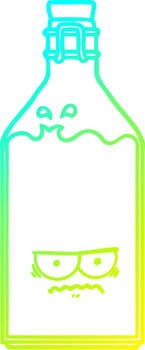 cold gradient line drawing cartoon old bottle vector