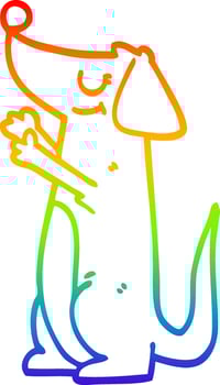rainbow gradient line drawing cartoon well behaved dog vector