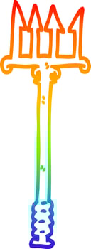rainbow gradient line drawing cartoon trident vector