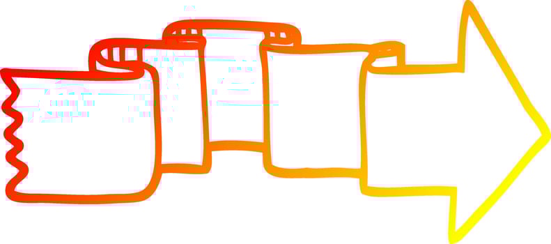 warm gradient line drawing cartoon banner arrow vector