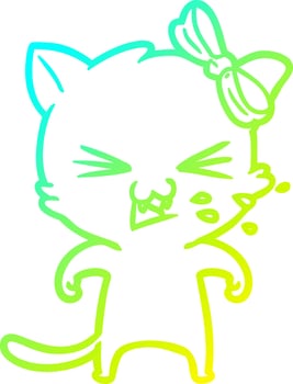 cold gradient line drawing cartoon cat vector
