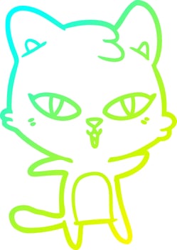 cold gradient line drawing cartoon cat vector