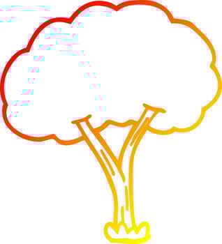 warm gradient line drawing cartoon blooming tree vector