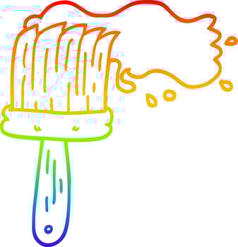 rainbow gradient line drawing cartoon paint brush vector