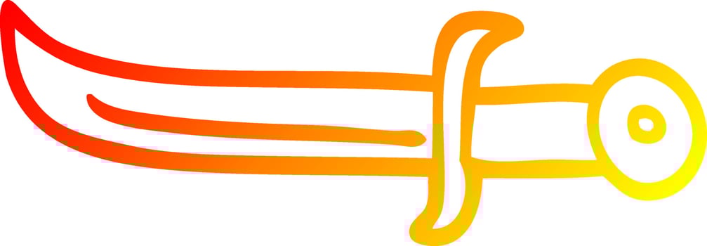 warm gradient line drawing cartoon golden dagger vector