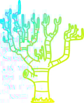 cold gradient line drawing cartoon winter tree vector