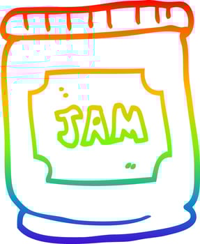 rainbow gradient line drawing cartoon jam pot vector