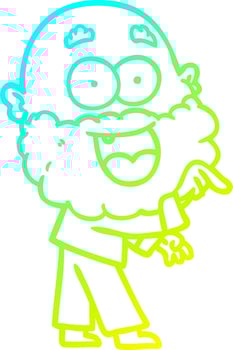 cold gradient line drawing cartoon crazy happy man with beard vector
