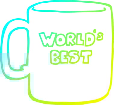 cold gradient line drawing worlds best mug vector