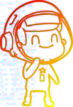 warm gradient line drawing happy cartoon astronaut vector