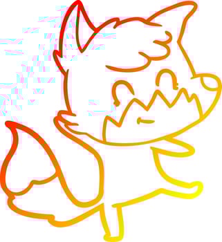 warm gradient line drawing cartoon friendly fox vector