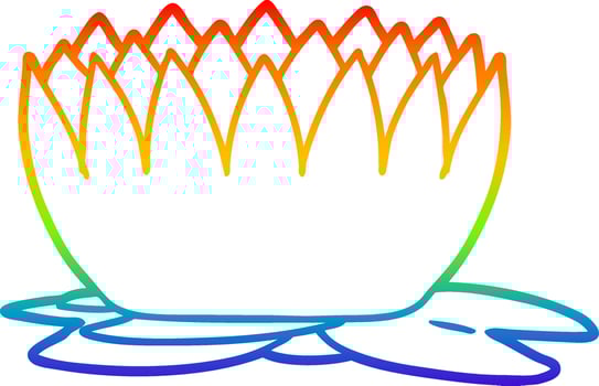 rainbow gradient line drawing cartoon waterlily vector