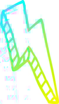 cold gradient line drawing cartoon thunder bolt vector