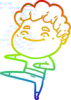 rainbow gradient line drawing cartoon friendly man vector