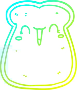 cold gradient line drawing cute cartoon slice of toast vector