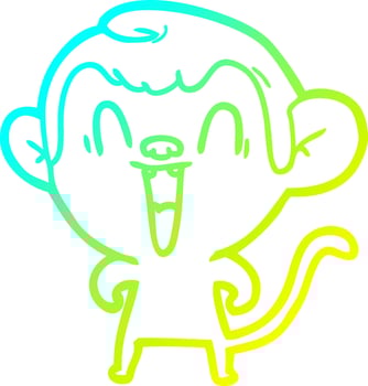cold gradient line drawing cartoon laughing monkey vector
