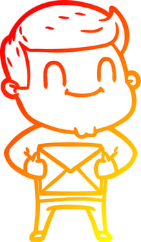 warm gradient line drawing cartoon friendly man vector