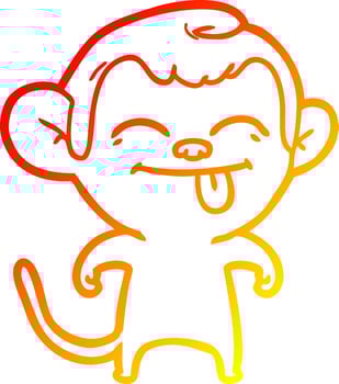warm gradient line drawing funny cartoon monkey vector