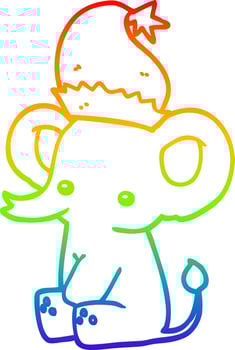 rainbow gradient line drawing cute christmas elephant vector