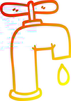 warm gradient line drawing cartoon dripping faucet vector