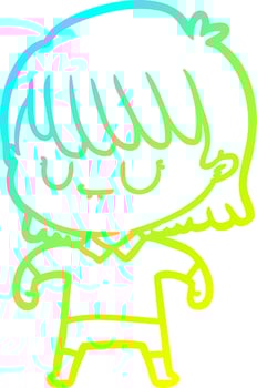cold gradient line drawing cartoon woman vector