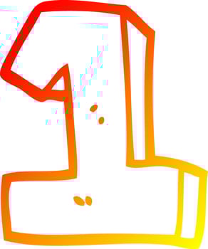 warm gradient line drawing cartoon number one vector