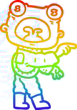 rainbow gradient line drawing cartoon weird alien communicating vector