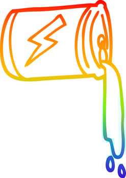 rainbow gradient line drawing cartoon pouring soda can vector