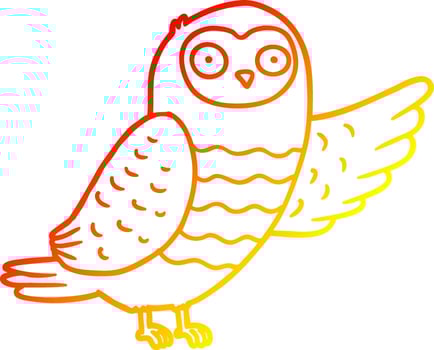 warm gradient line drawing cartoon owl pointing vector