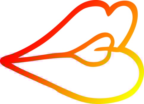 warm gradient line drawing cartoon pouting lips vector
